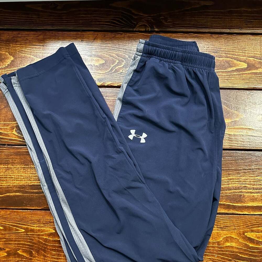 Under Armour Allseasongear Navy Blue Track Pants Men's Medium Zip Ankle